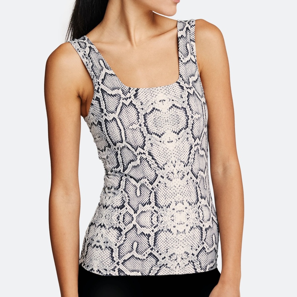 Varley Aletta Square Neck Top in ivory cobra sz S